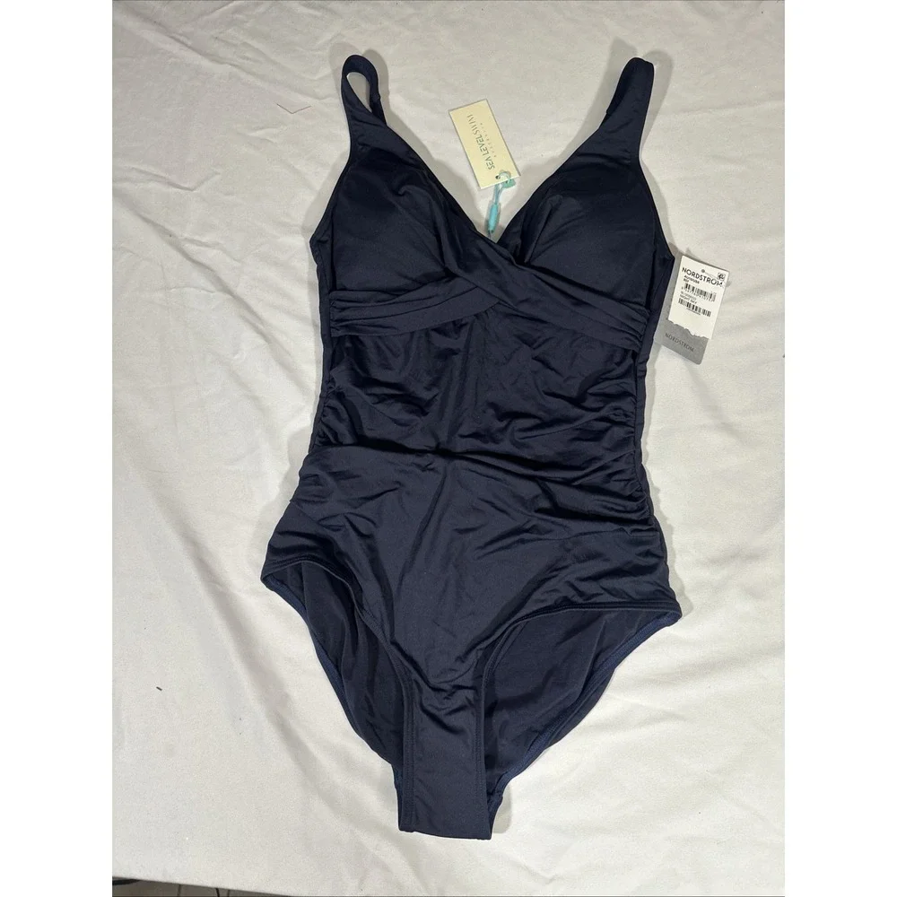 NWT $119 Sea Level [ 6 US ] Cross Front Multifit One-Piece Swimsuit‎ Blue#6926